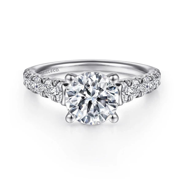 14K White Gold Round Diamond Engagement Ring