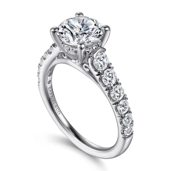14K White Gold Round Diamond Engagement Ring