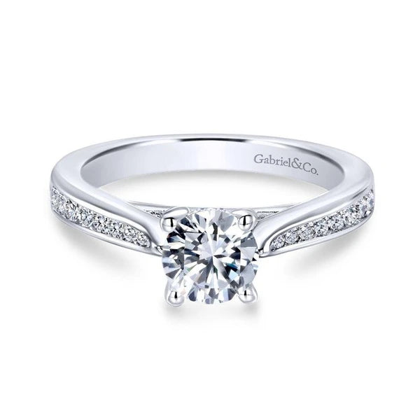 14K White Gold Round Diamond Engagement Ring