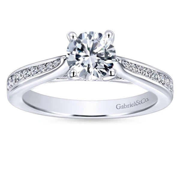 14K White Gold Round Diamond Engagement Ring