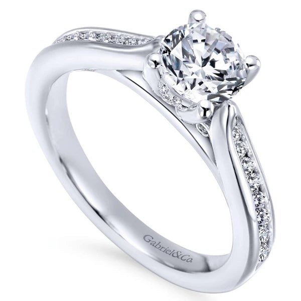 14K White Gold Round Diamond Engagement Ring