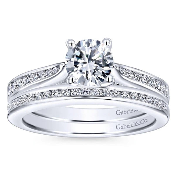 14K White Gold Round Diamond Engagement Ring