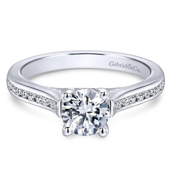 14K White Gold Round Diamond Engagement Ring
