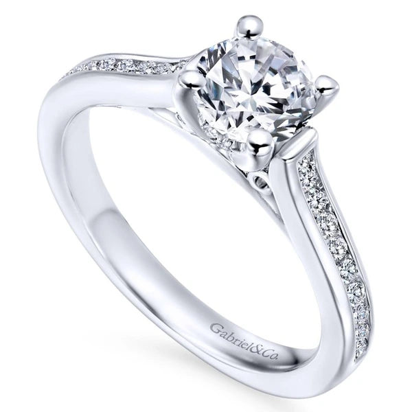 14K White Gold Round Diamond Engagement Ring