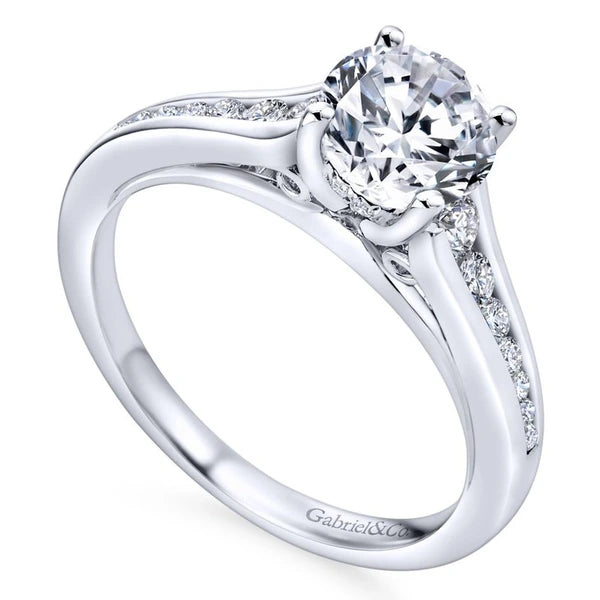 14K White Gold Round Diamond Engagement Ring