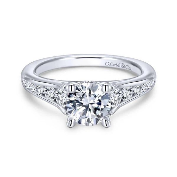 14K White Gold Round Diamond Engagement Ring