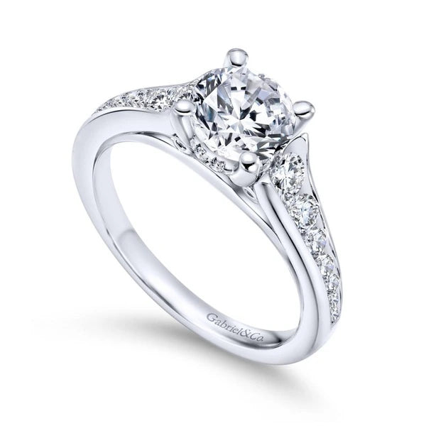 14K White Gold Round Diamond Engagement Ring