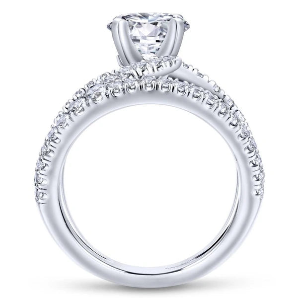 14K White Gold Round Split Shank Diamond Engagement Ring