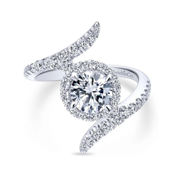 14K White Gold Round Halo Diamond Engagement Ring