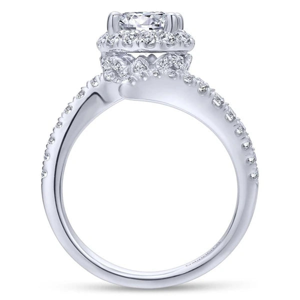 14K White Gold Round Halo Diamond Engagement Ring