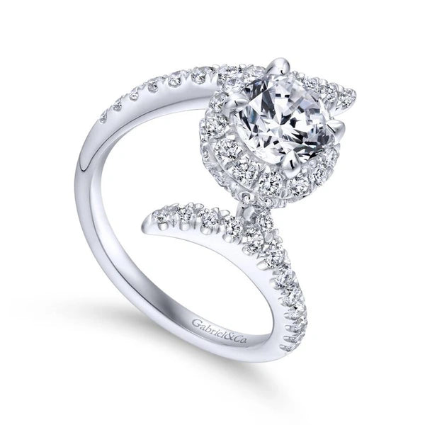 14K White Gold Round Halo Diamond Engagement Ring