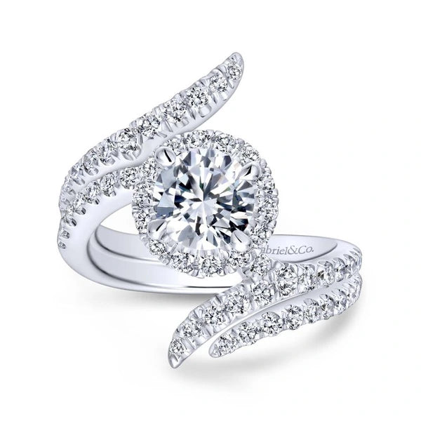 14K White Gold Round Halo Diamond Engagement Ring