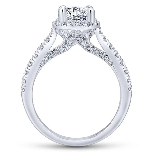 14K White Gold Round Halo Diamond Engagement Ring