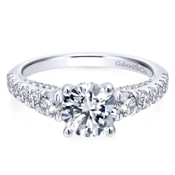 14K White Gold Round Diamond Engagement Ring