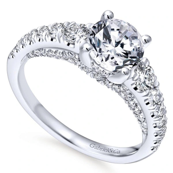 14K White Gold Round Diamond Engagement Ring