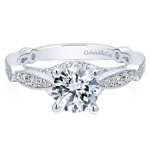 14K White Gold Round Diamond Engagement Ring