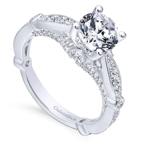 14K White Gold Round Diamond Engagement Ring