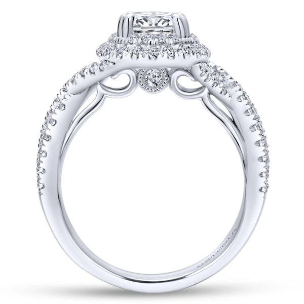 14K White Gold Oval Diamond Engagement Ring