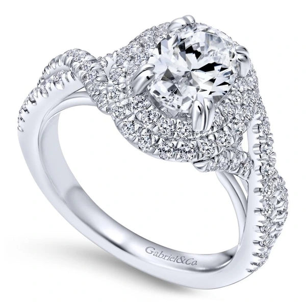 14K White Gold Oval Diamond Engagement Ring
