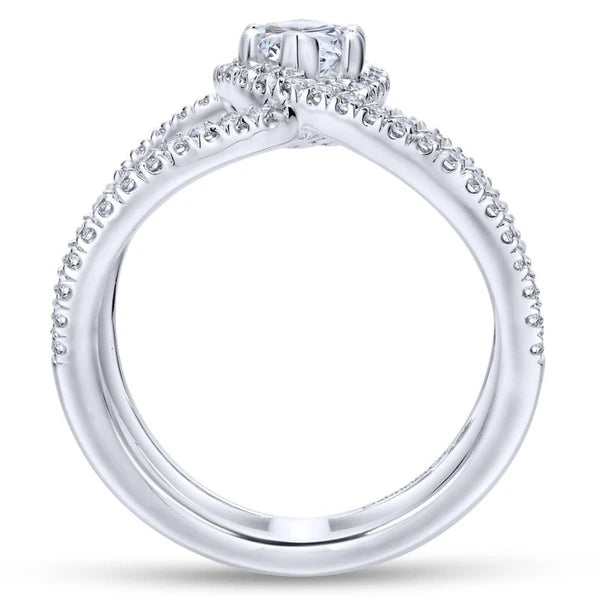 14K White Gold Marquise Halo Diamond Engagement Ring