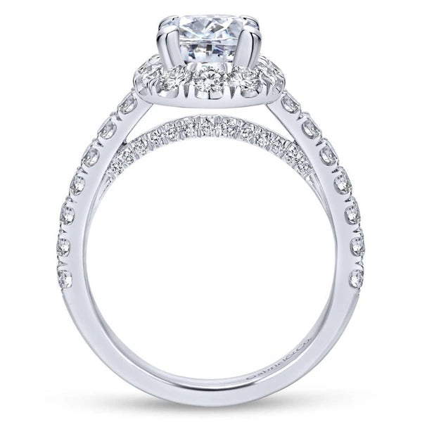 14K White Gold Oval Halo Diamond Engagement Ring