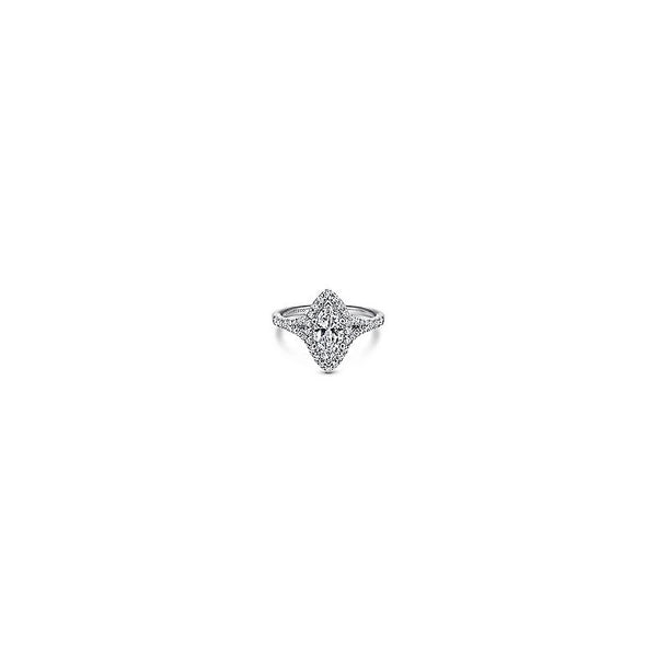14K White Gold Marquise Halo Diamond Engagement Ring