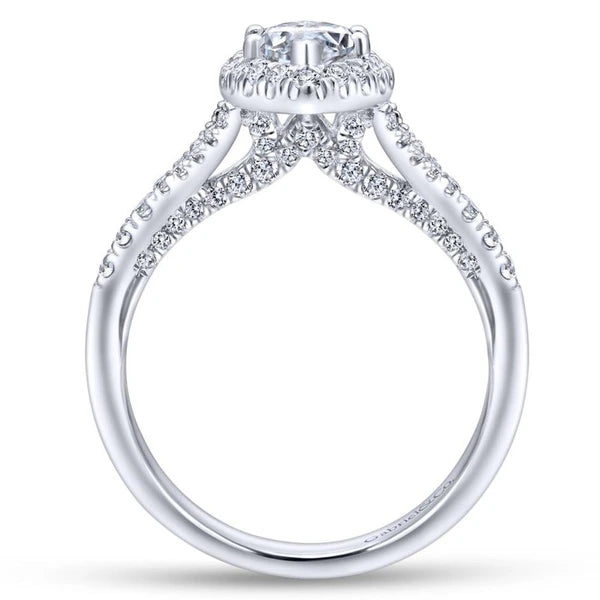 14K White Gold Marquise Halo Diamond Engagement Ring