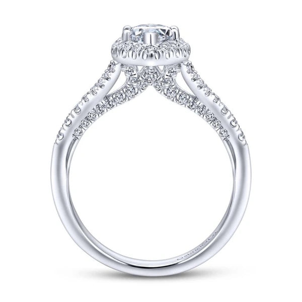 14K White Gold Marquise Halo Diamond Engagement Ring