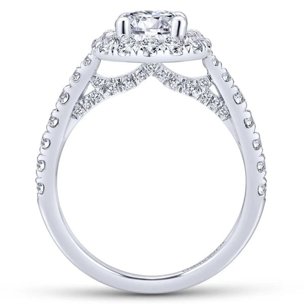 14K White Gold Round Halo Diamond Engagement Ring