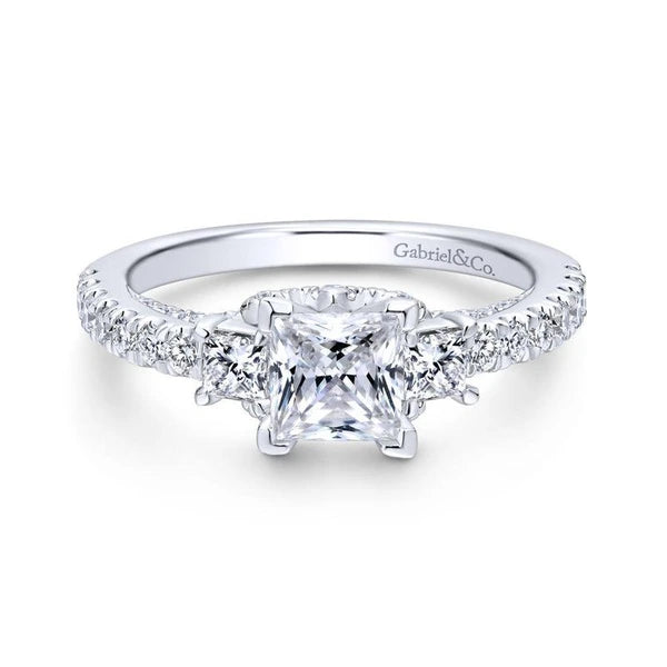 14K White Gold Princess Cut Diamond Engagement Ring