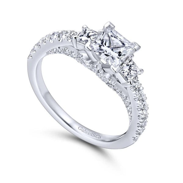 14K White Gold Princess Cut Diamond Engagement Ring