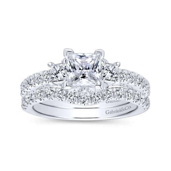 14K White Gold Princess Cut Diamond Engagement Ring