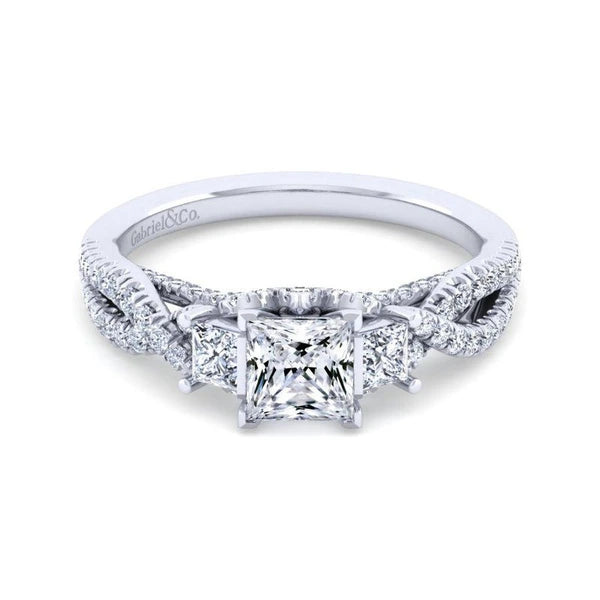 14K White Gold Princess Cut Diamond Engagement Ring