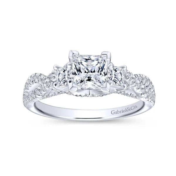 14K White Gold Princess Cut Diamond Engagement Ring