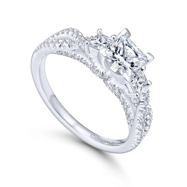 14K White Gold Princess Cut Diamond Engagement Ring
