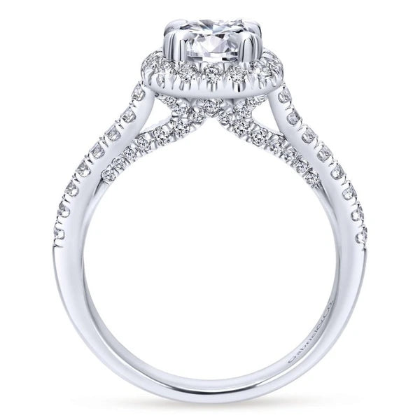 14K White Gold Round Halo Diamond Engagement Ring