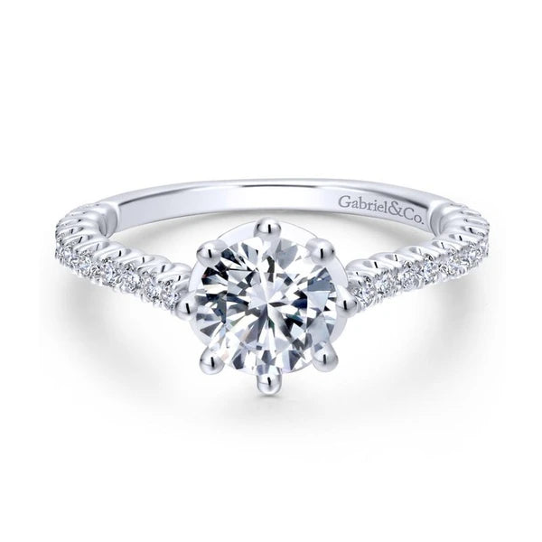 14K White Gold Round Diamond Engagement Ring