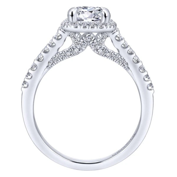 14K White Gold Round Halo Diamond Engagement Ring
