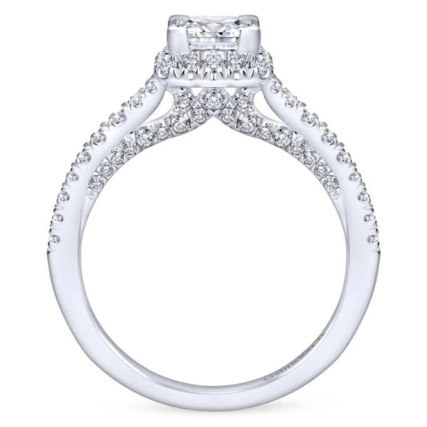 14K White Gold Princess Halo Diamond Engagement Ring