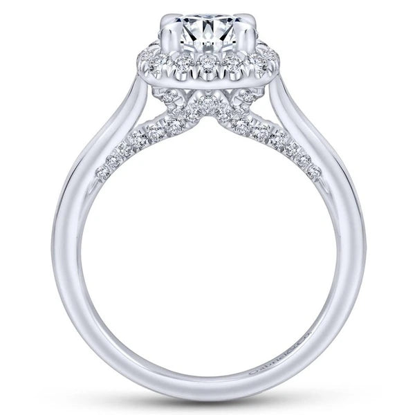 14K White Gold Round Halo Diamond Engagement Ring