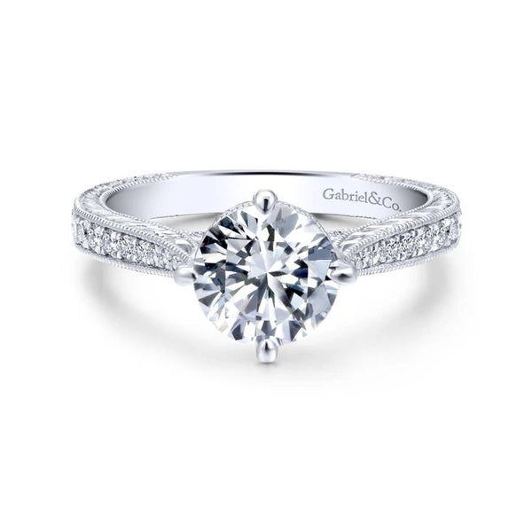14K White Gold Round Diamond Engagement Ring