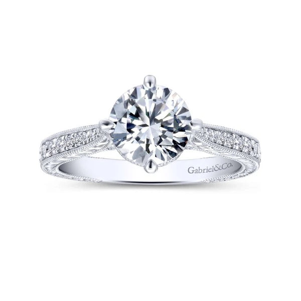 14K White Gold Round Diamond Engagement Ring