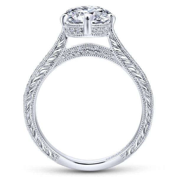 14K White Gold Round Diamond Engagement Ring