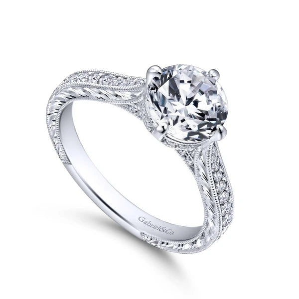 14K White Gold Round Diamond Engagement Ring