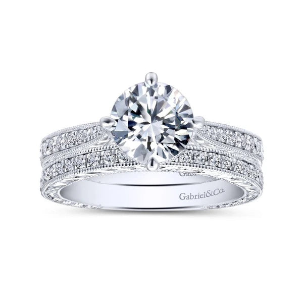 14K White Gold Round Diamond Engagement Ring