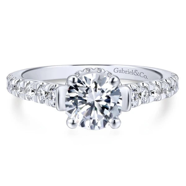 14K White Gold Round Diamond Engagement Ring