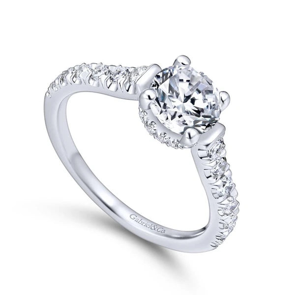 14K White Gold Round Diamond Engagement Ring