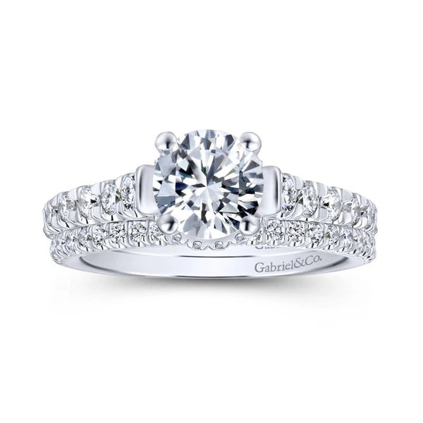 14K White Gold Round Diamond Engagement Ring