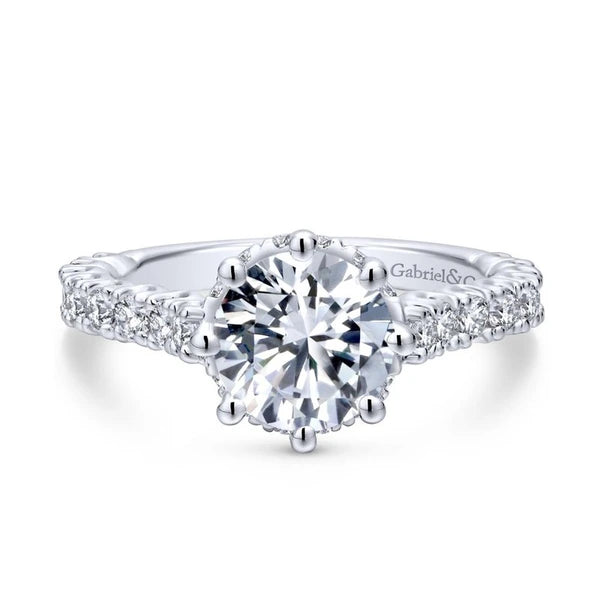 14K White Gold Round Diamond Engagement Ring