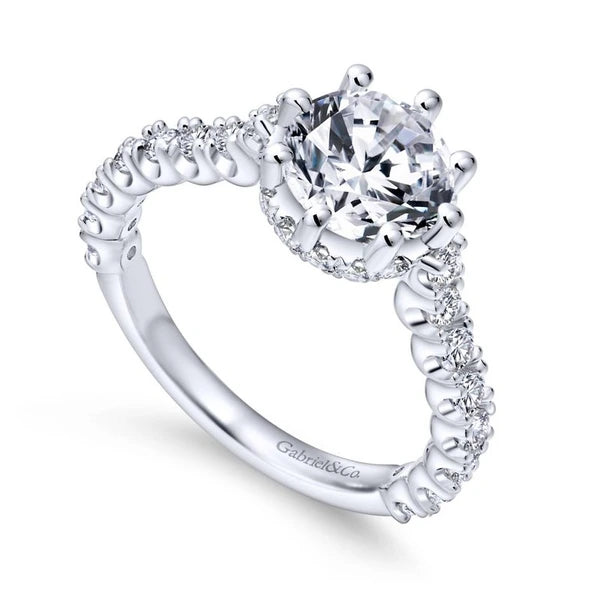 14K White Gold Round Diamond Engagement Ring